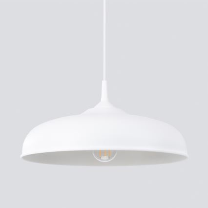 Ljuskrona med textilsladd GINA 1xE27/15W/230V diameter 38 cm vit