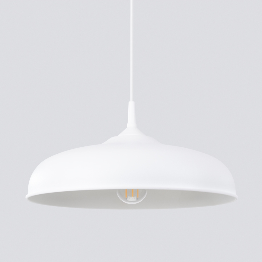 Ljuskrona med textilsladd GINA 1xE27/15W/230V diameter 38 cm vit