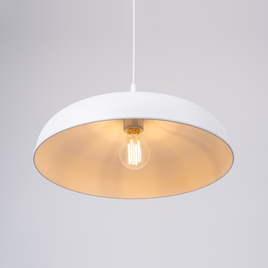 Ljuskrona med textilsladd GINA 1xE27/15W/230V diameter 38 cm vit
