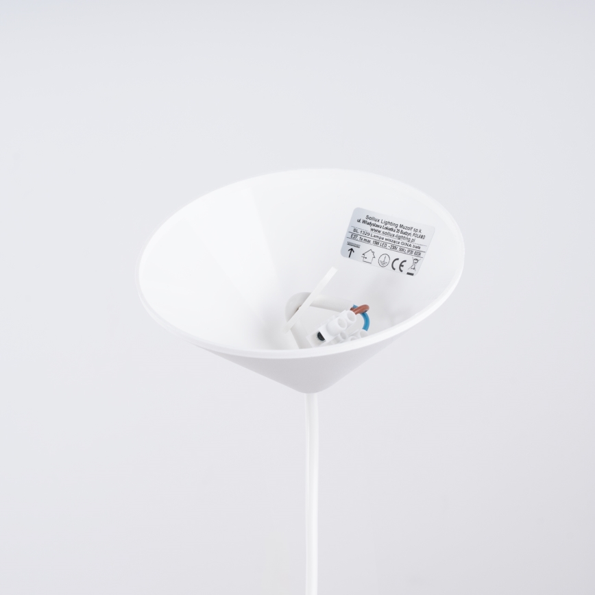 Ljuskrona med textilsladd GINA 1xE27/15W/230V diameter 38 cm vit