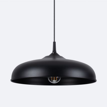 Ljuskrona med textilsladd GINA 1xE27/15W/230V diameter 38 cm svart