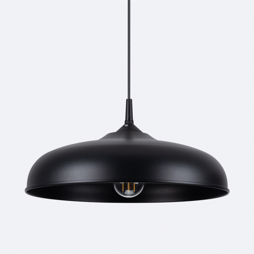 Ljuskrona med textilsladd GINA 1xE27/15W/230V diameter 38 cm svart