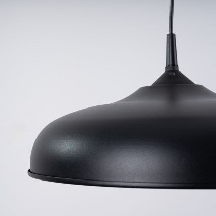 Ljuskrona med textilsladd GINA 1xE27/15W/230V diameter 38 cm svart
