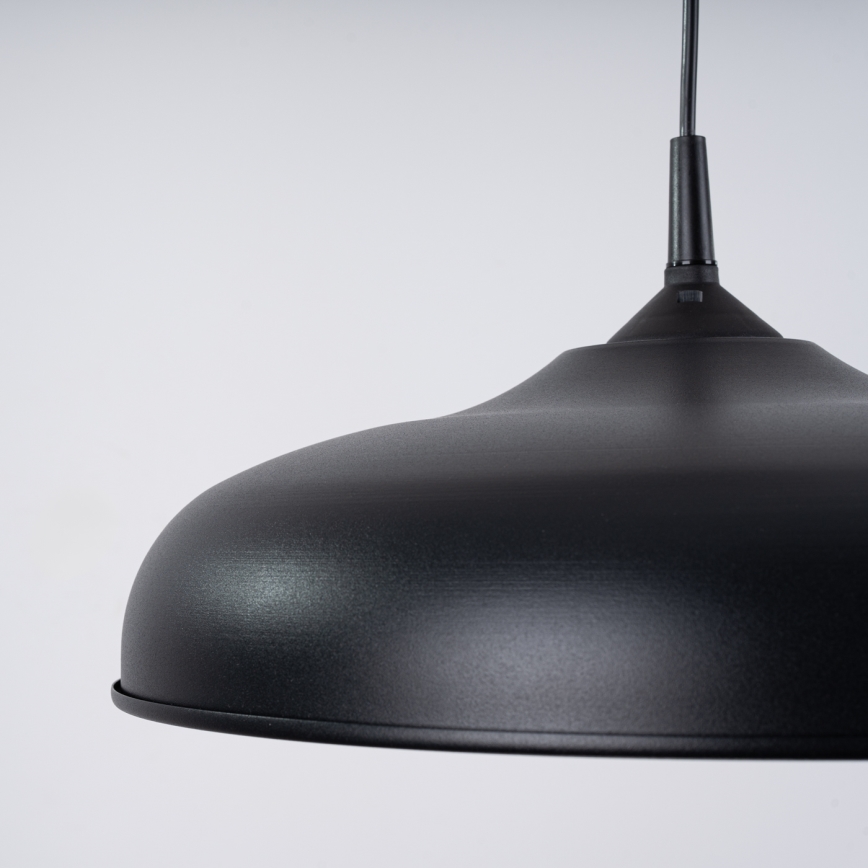 Ljuskrona med textilsladd GINA 1xE27/15W/230V diameter 38 cm svart