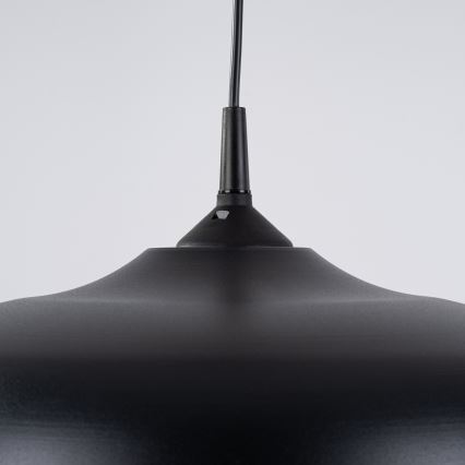 Ljuskrona med textilsladd GINA 1xE27/15W/230V diameter 38 cm svart