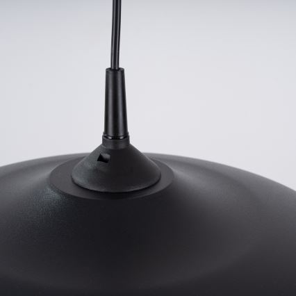 Ljuskrona med textilsladd GINA 1xE27/15W/230V diameter 38 cm svart