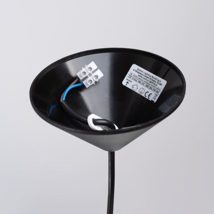 Ljuskrona med textilsladd GINA 1xE27/15W/230V diameter 38 cm svart