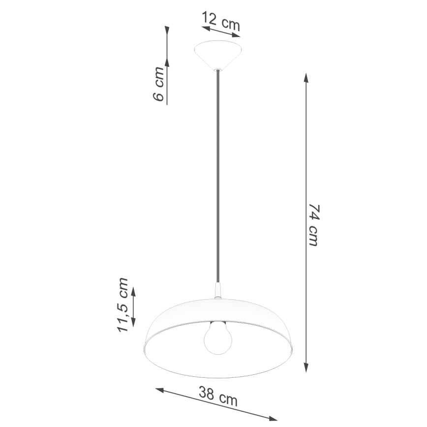 Ljuskrona med textilsladd GINA 1xE27/15W/230V diameter 38 cm svart