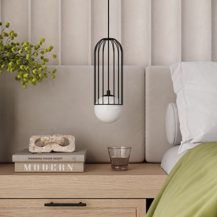 Ljuskrona med textilsladd BRINA 1xG9/8W/230V svart