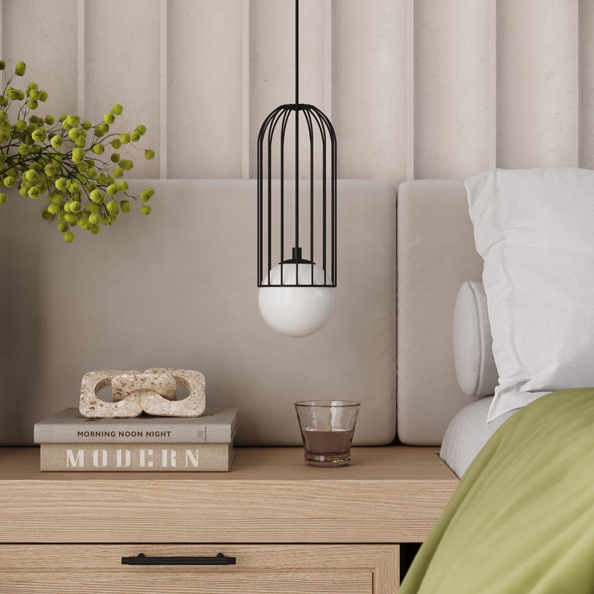 Ljuskrona med textilsladd BRINA 1xG9/8W/230V svart