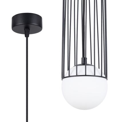 Ljuskrona med textilsladd BRINA 1xG9/8W/230V svart