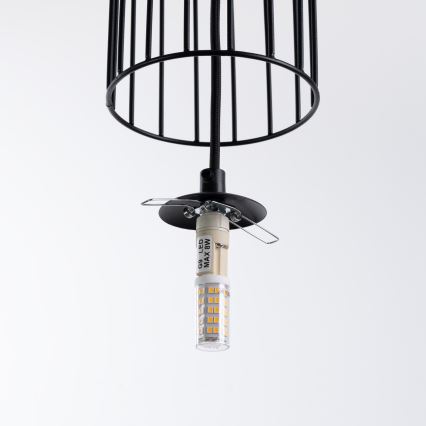 Ljuskrona med textilsladd BRINA 1xG9/8W/230V svart