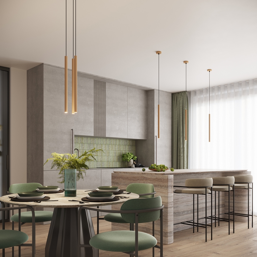 Ljuskrona med textilsladd ARCHE 1xG9/8W/230V guld
