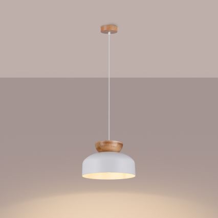 Ljuskrona med textilsladd MARION 1xE27/15W/230V diameter 29,5 cm vit