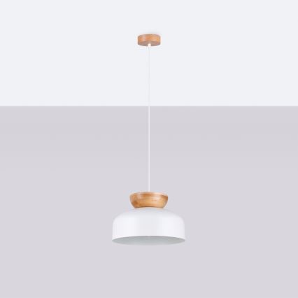 Ljuskrona med textilsladd MARION 1xE27/15W/230V diameter 29,5 cm vit