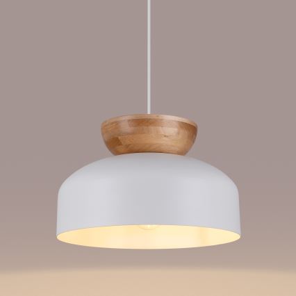 Ljuskrona med textilsladd MARION 1xE27/15W/230V diameter 29,5 cm vit