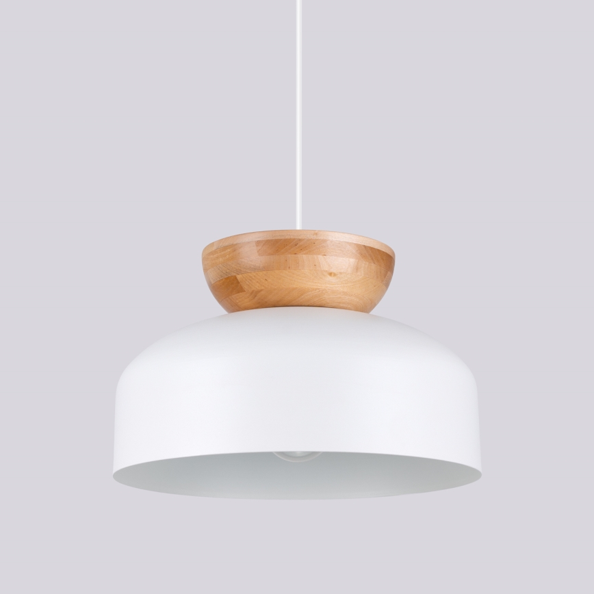 Ljuskrona med textilsladd MARION 1xE27/15W/230V diameter 29,5 cm vit