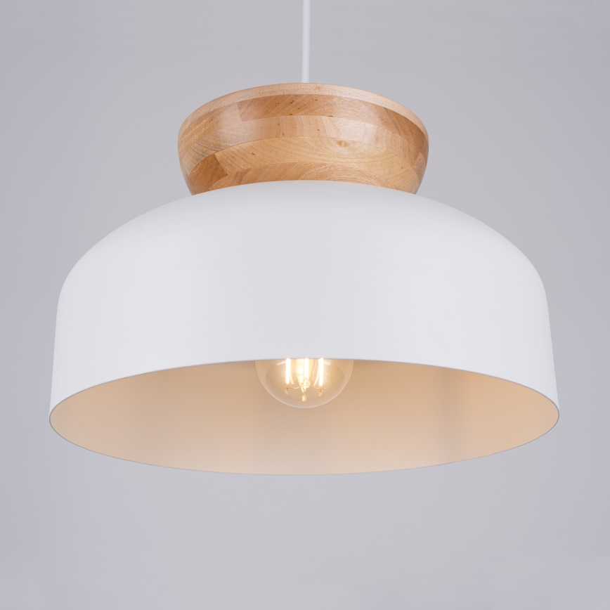 Ljuskrona med textilsladd MARION 1xE27/15W/230V diameter 29,5 cm vit