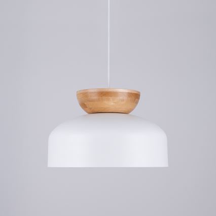Ljuskrona med textilsladd MARION 1xE27/15W/230V diameter 29,5 cm vit