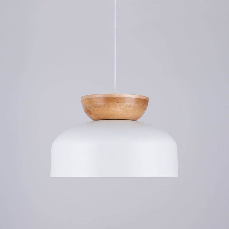 Ljuskrona med textilsladd MARION 1xE27/15W/230V diameter 29,5 cm vit