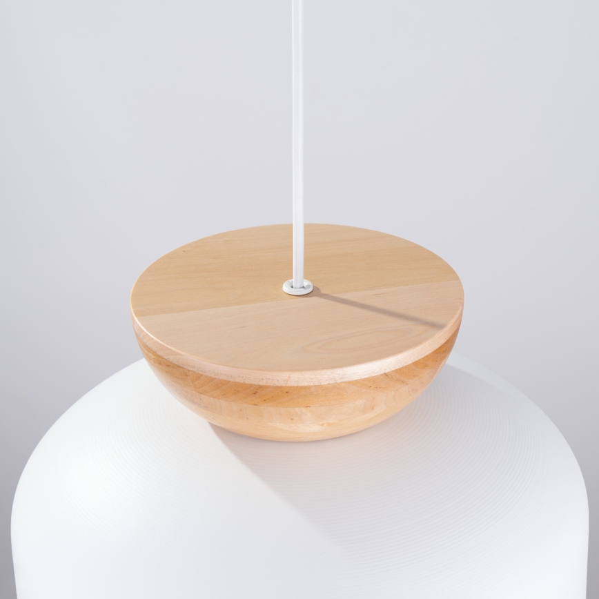 Ljuskrona med textilsladd MARION 1xE27/15W/230V diameter 29,5 cm vit