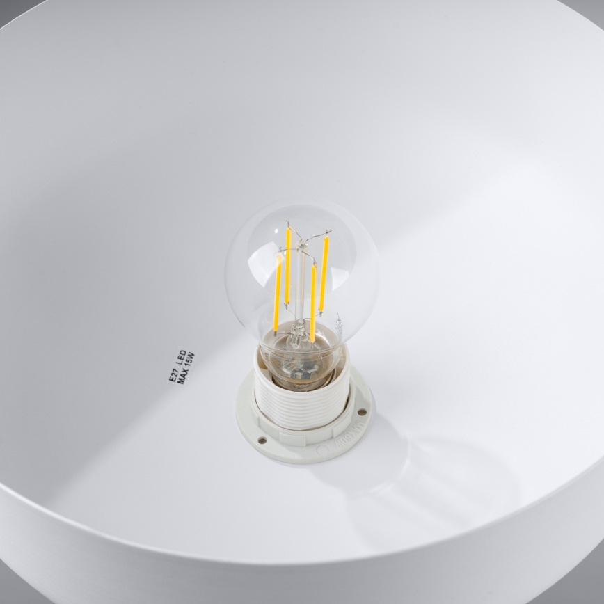 Ljuskrona med textilsladd MARION 1xE27/15W/230V diameter 29,5 cm vit