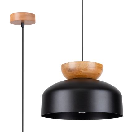 Ljuskrona med textilsladd MARION 1xE27/15W/230V diameter 29,5 cm svart