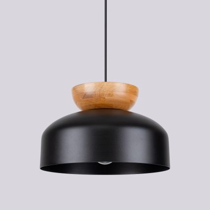 Ljuskrona med textilsladd MARION 1xE27/15W/230V diameter 29,5 cm svart