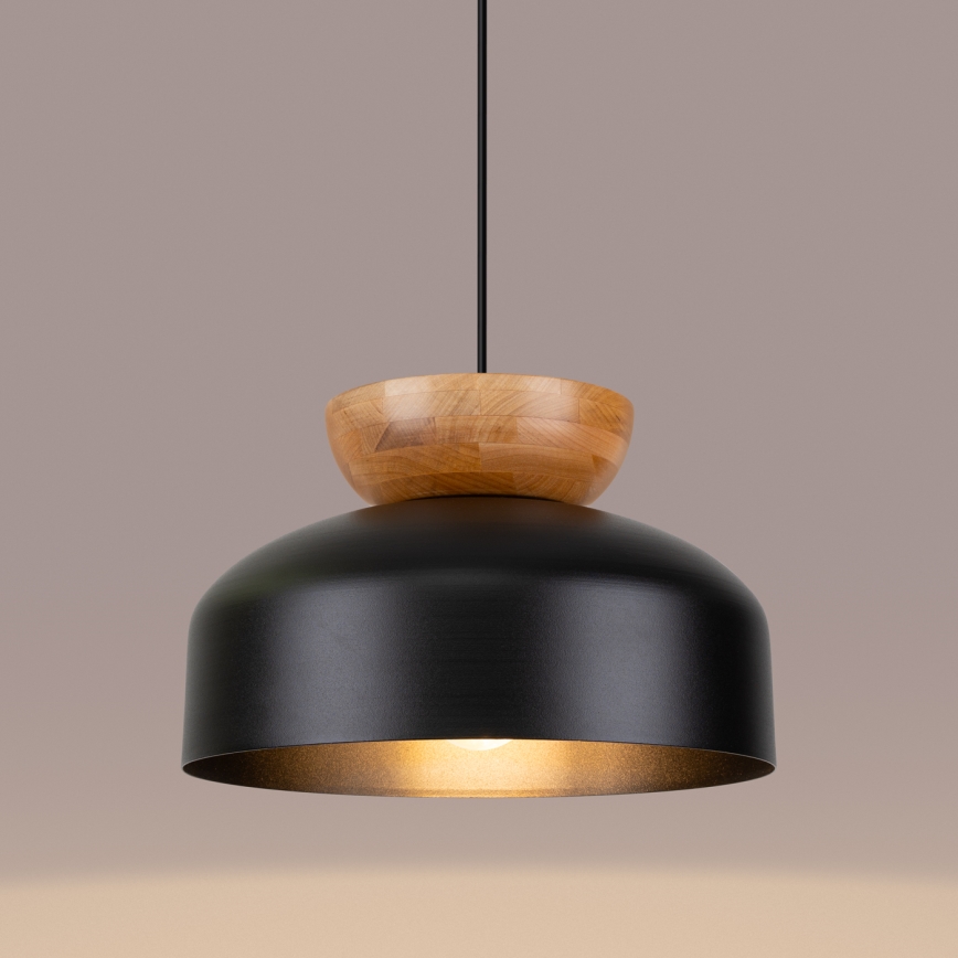 Ljuskrona med textilsladd MARION 1xE27/15W/230V diameter 29,5 cm svart