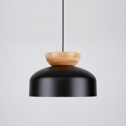 Ljuskrona med textilsladd MARION 1xE27/15W/230V diameter 29,5 cm svart