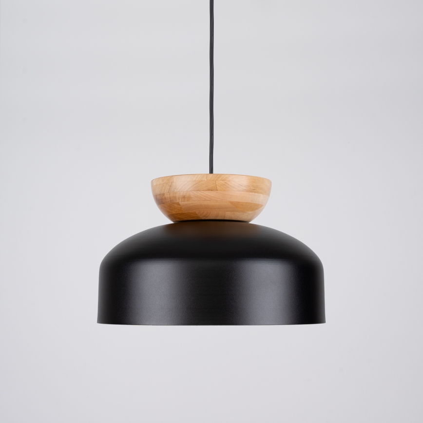 Ljuskrona med textilsladd MARION 1xE27/15W/230V diameter 29,5 cm svart