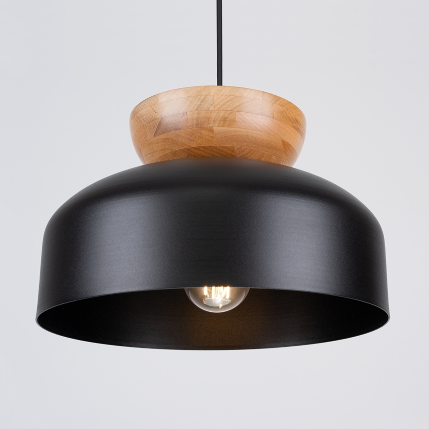 Ljuskrona med textilsladd MARION 1xE27/15W/230V diameter 29,5 cm svart