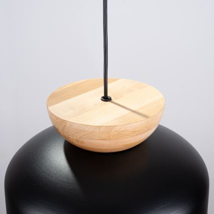 Ljuskrona med textilsladd MARION 1xE27/15W/230V diameter 29,5 cm svart