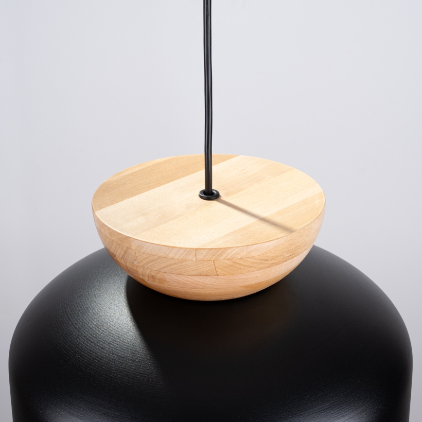 Ljuskrona med textilsladd MARION 1xE27/15W/230V diameter 29,5 cm svart