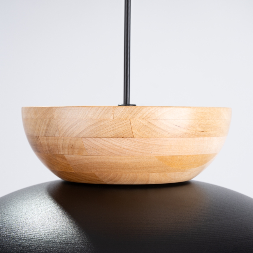 Ljuskrona med textilsladd MARION 1xE27/15W/230V diameter 29,5 cm svart