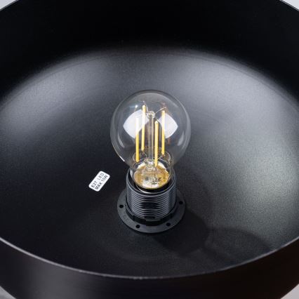 Ljuskrona med textilsladd MARION 1xE27/15W/230V diameter 29,5 cm svart
