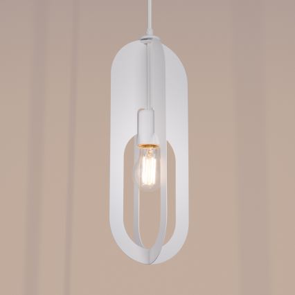 Ljuskrona med textilsladd NICUS 1xE27/15W/230V vit