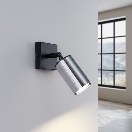 Väggspotlight WINX 1xGU10/10W/230V svart/skinande krom