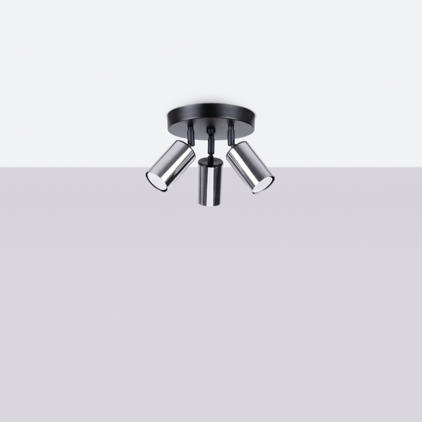 Spotlight WINX 3xGU10/10W/230V svart/skinande krom