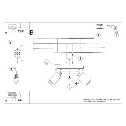 Spotlight WINX 4xGU10/10W/230V svart/skinande krom