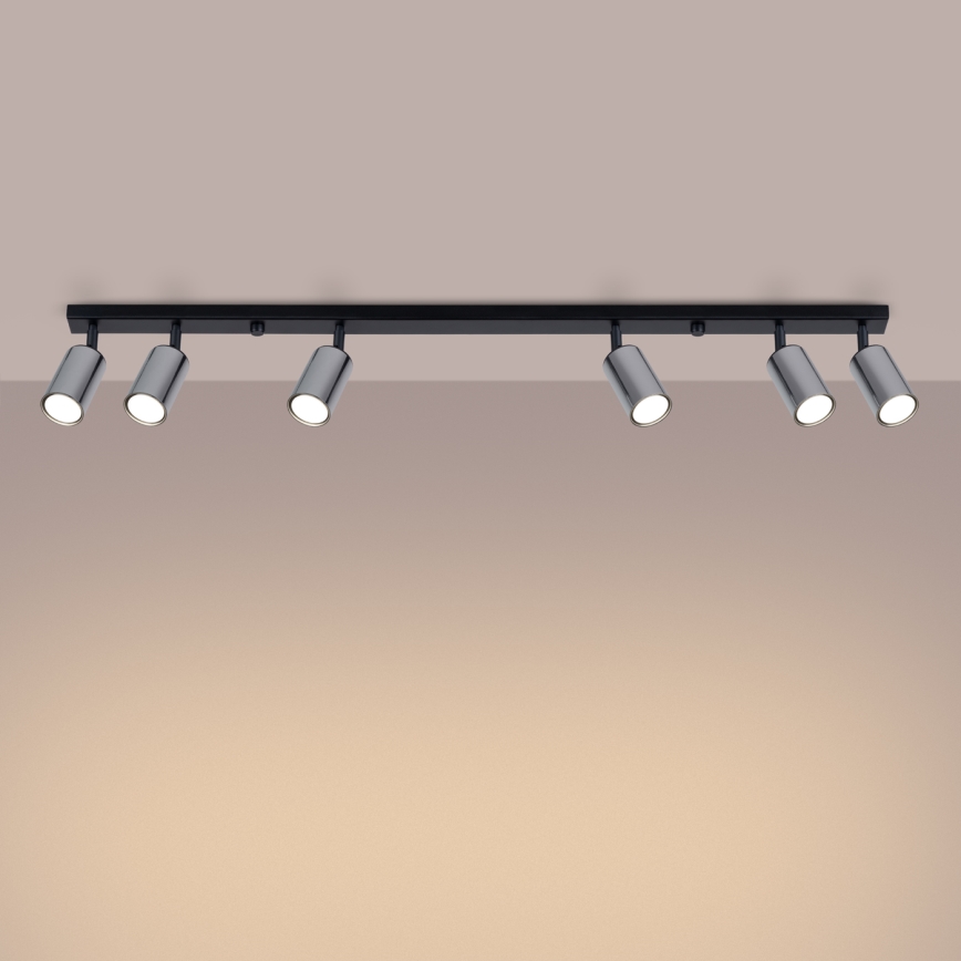 Spotlight WINX 6xGU10/10W/230V svart/skinande krom