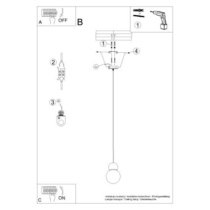 Ljuskrona med textilsladd PEKKA 1xG9/8W/230V vit