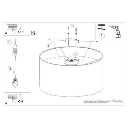 Taklampa TELESTO 1xE27/15W/230V diameter 35 cm vit/brun