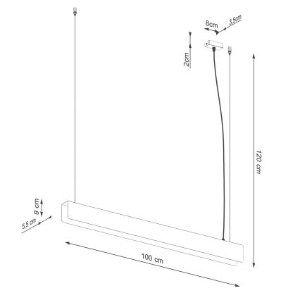 LED ljuskrona med textilsladd SPARK 1xG13/8,5W/230V guld
