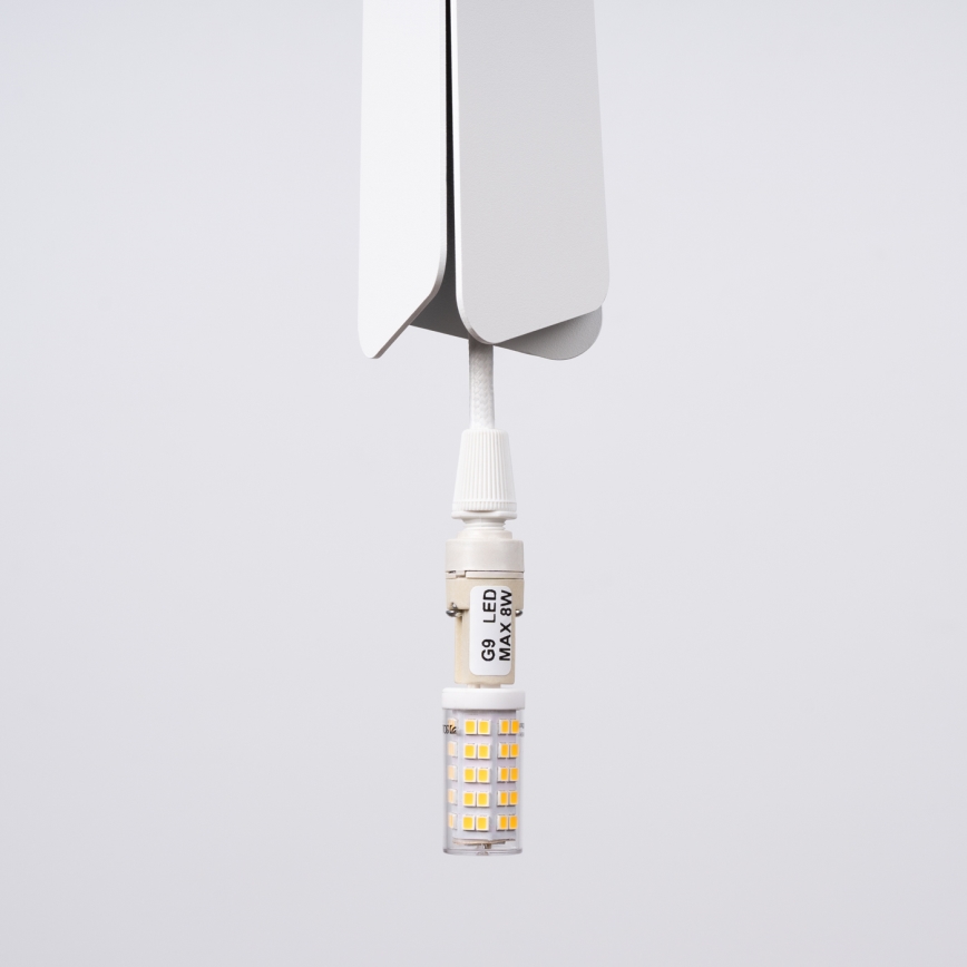 Ljuskrona med textilsladd PRYSM 1xG9/8W/230V vit