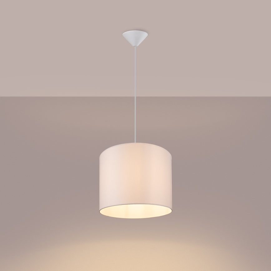 Ljuskrona med textilsladd NOVA 1xE27/15W/230V diameter 30 cm vit