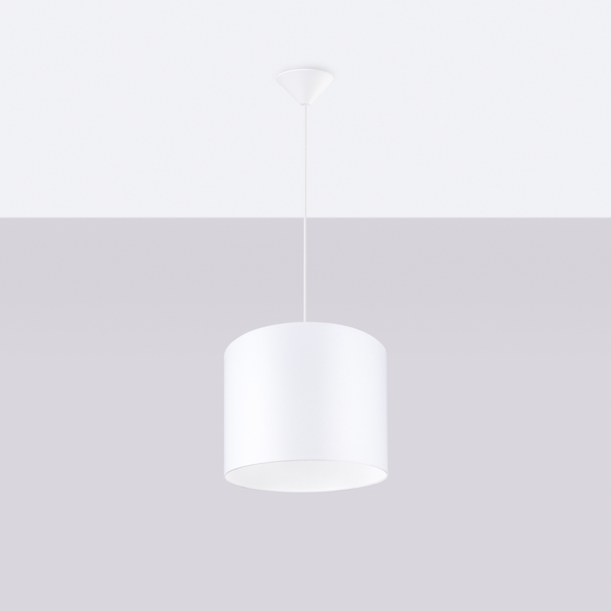 Ljuskrona med textilsladd NOVA 1xE27/15W/230V diameter 30 cm vit