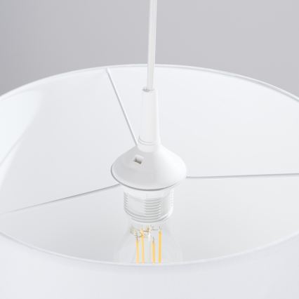 Ljuskrona med textilsladd NOVA 1xE27/15W/230V diameter 30 cm vit