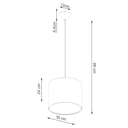 Ljuskrona med textilsladd NOVA 1xE27/15W/230V diameter 30 cm vit