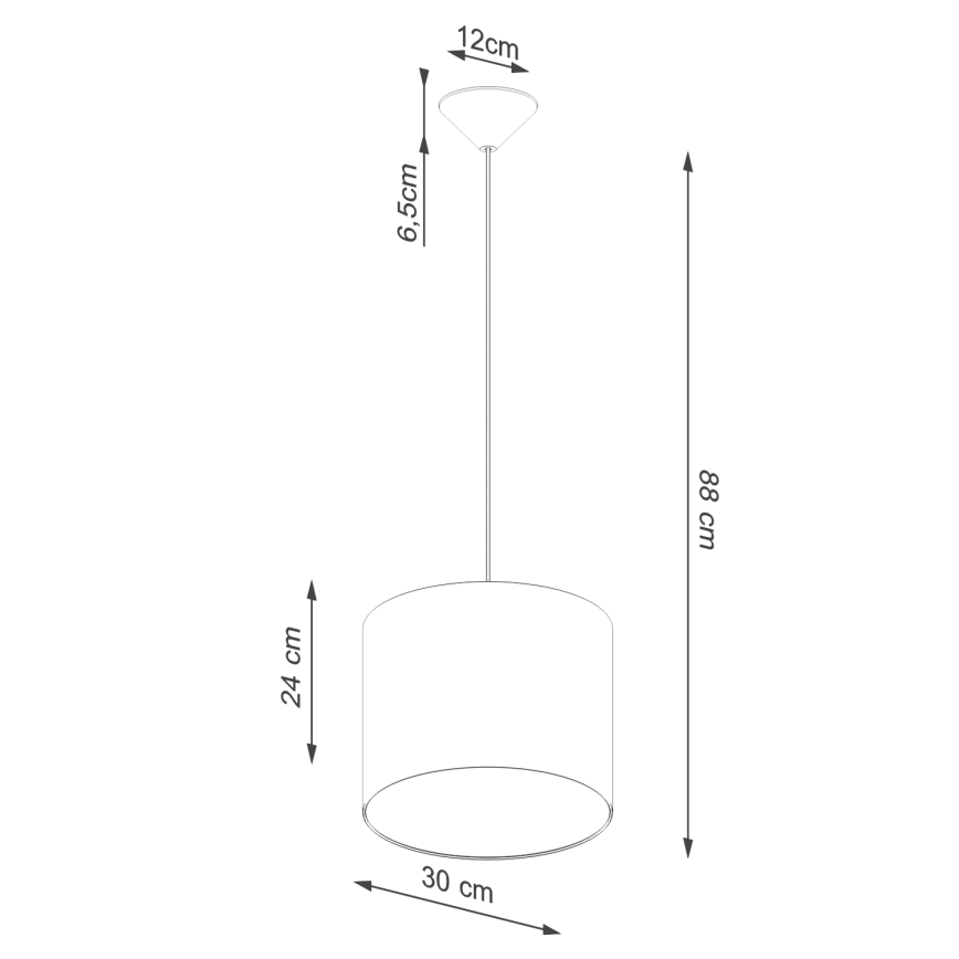 Ljuskrona med textilsladd NOVA 1xE27/15W/230V diameter 30 cm vit